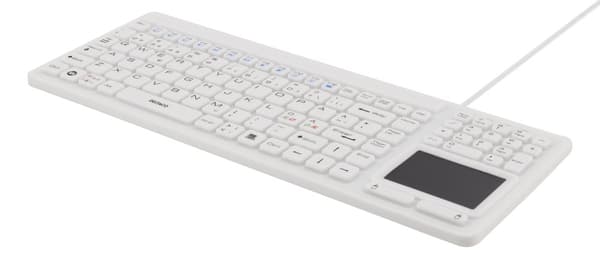 Rubberized keyboard with touchpad, IP68, 105 keys, white