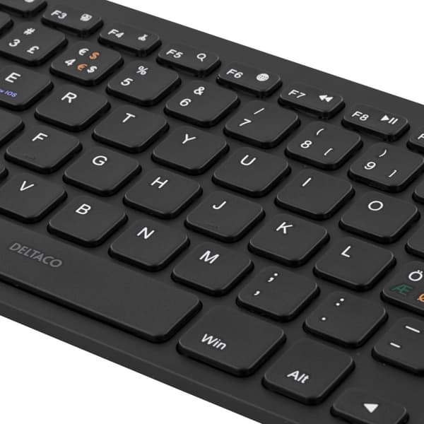 Wireless mini keyboard w/ muted keys, Bluetooth, 10m, black