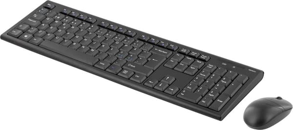 Wireless keyboard mouse Nordic USB nanoreceiver 10m range Sort