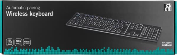 Wireless keyboard Nordic USB nanoreceiver 10m range black