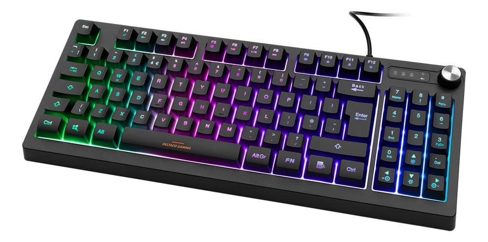 DELTACO GAMING TKL membrane gaming keyboard, RGB, UK layout, bla