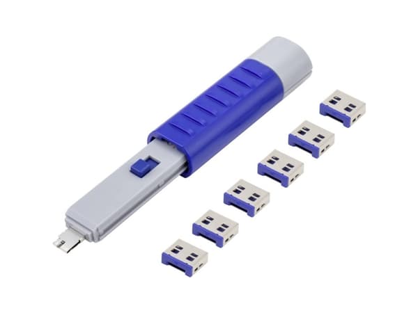 Renkforce USB-port RF-4714586 Set med 6 stycken Silver, Blå inkl. 1 nyckel RF-4714586