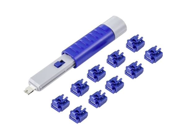 Renkforce RF-4695234 RJ45 LAN-port Sæt med 10 stk. Sølvblå inkl. 1 nøgle