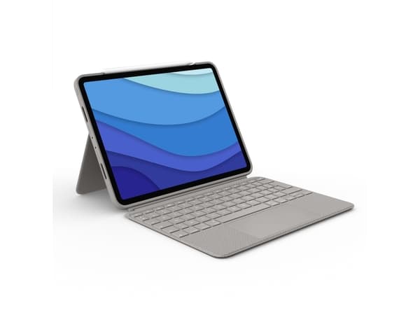 Logitech Combo Touch - Tastatur og folioveske - med styrepute - bakgrunnsbelyst - Apple Smart connector - QWERTY - Storbritannia - sand - for Apple 1
