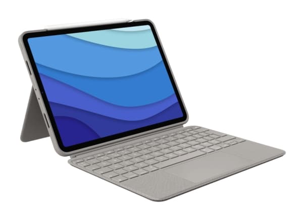 Logitech Combo Touch - Tastatur og folioveske - med styrepute - bakgrunnsbelyst - Apple Smart connector - QWERTY - Storbritannia - sand - for Apple 1