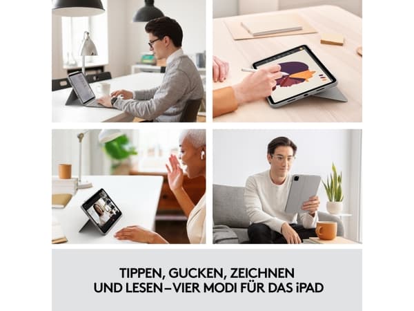 Logitech Combo Touch - Tastatur og folioveske - med styrepute - bakgrunnsbelyst - Apple Smart connector - QWERTY - Storbritannia - sand - for Apple 1