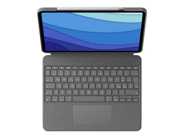 Logitech Combo Touch - Tastatur og folioveske - med styrepute - bakgrunnsbelyst - Apple Smart connector - QWERTY - Storbritannia - sand - for Apple 1