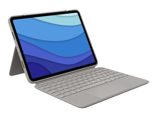 Logitech Combo Touch - Tastatur og folioveske - med styrepute - bakgrunnsbelyst - Apple Smart connector - QWERTY - Storbritannia - sand - for Apple 1