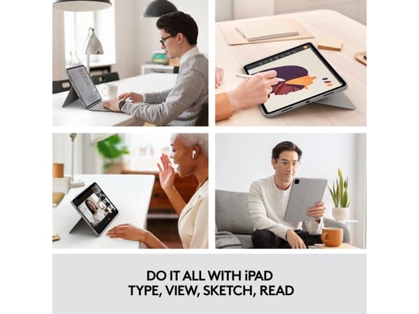 Logitech Combo Touch, QWERTY, UK kansainvälinen, Tasohiiri, 1,9 cm, 1 mm, Apple