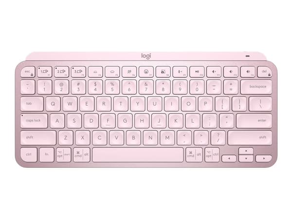 Logitech MX Keys Mini - Tastatur - bagbelyst - Bluetooth - QWERTY - USA - Pink Rosa