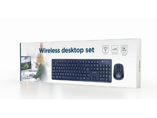 Gembird - Sats med tangentbord och mus - trådlös - 2.4 GHz - QWERTY - amerikansk - svart - färglåda