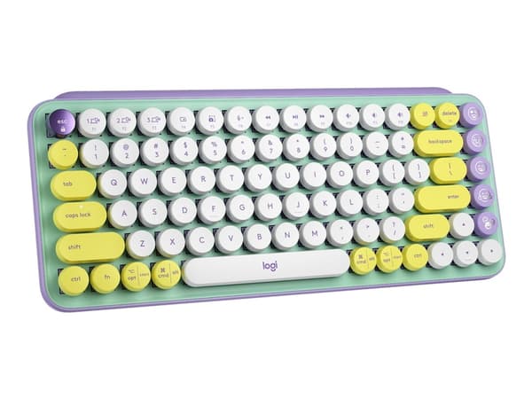 Logitech POP Keys Wireless (Med Emoji Keys) - Tastatur - Trådløs - Bluetooth / Logi Bolt USB-mottaker - Kbd: Nordic - Daydream Mint Mynte