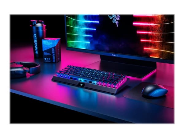 Razer BlackWidow V3 Mini, 65%, USB + RF Wireless + Bluetooth, Mekaaninen, QWERTY, RGB LED, Musta
