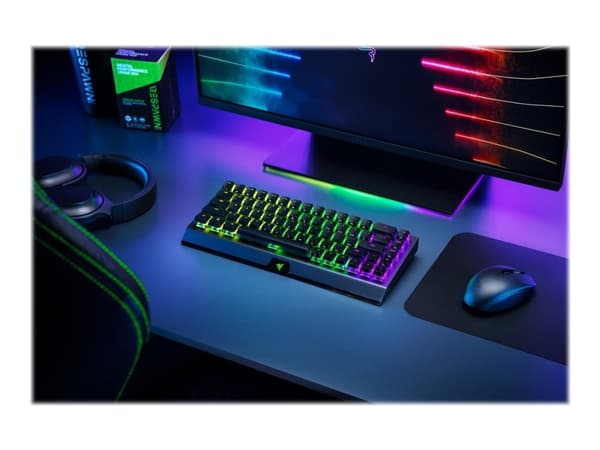 Razer BlackWidow V3 Mini, 65%, USB + RF Wireless + Bluetooth, Mekaaninen, QWERTY, RGB LED, Musta