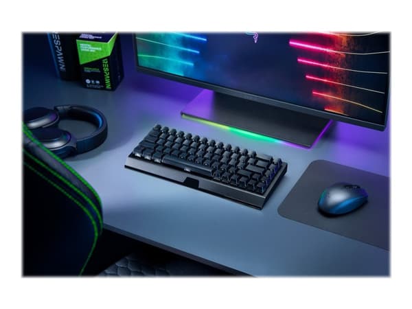 Razer BlackWidow V3 Mini, 65%, USB + RF Wireless + Bluetooth, Mekaaninen, QWERTY, RGB LED, Musta musta