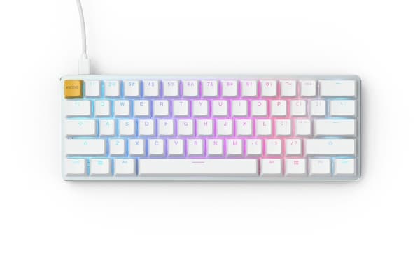 Glorious PC Gaming Race GMMK, Mini, USB, Mekaaninen, QWERTY, RGB LED, Hopea, Valkoinen Hopea, Valkoinen