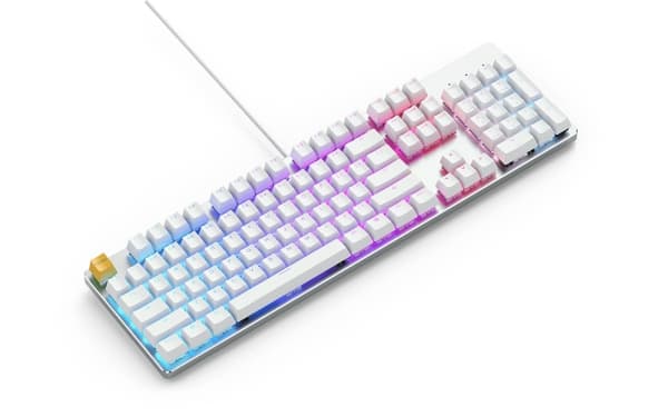 Glorious PC Gaming Race GMMK, Kabel, USB, Mekaniska tangentbrytare, QWERTY, RGB LED, Silver, Vit