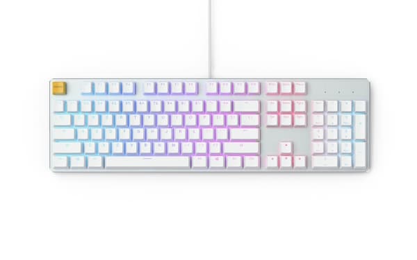 Glorious PC Gaming Race GMMK, Kabel, USB, Mekaniska tangentbrytare, QWERTY, RGB LED, Silver, Vit Silver, Vit