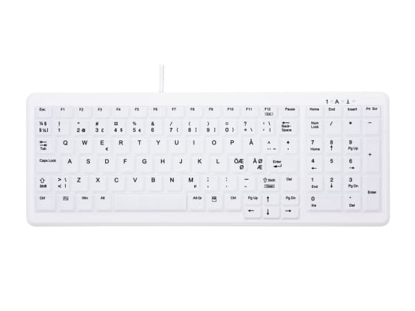 CHERRY AK-C7000, USB, Näppäimen saksikytkin, QWERTY, Valkoinen