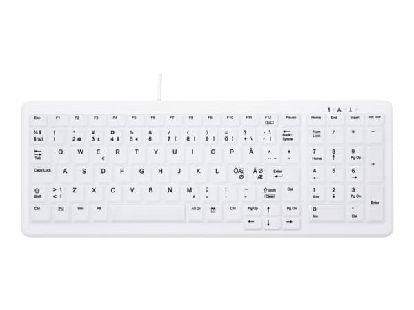 CHERRY AK-C7000, USB, Näppäimen saksikytkin, QWERTY, Valkoinen