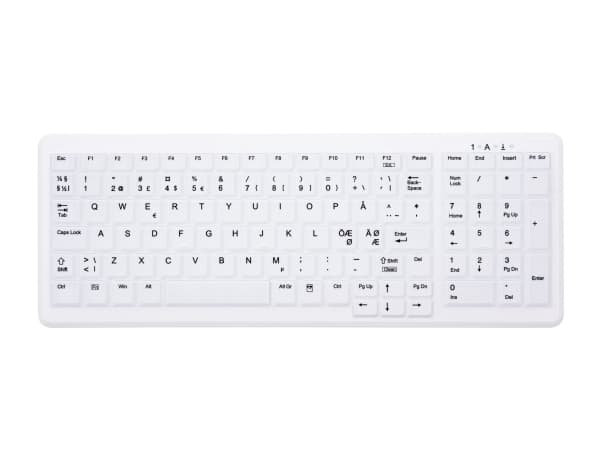 CHERRY AK-C7000, Kabel & Trådlös, Trådlös RF + USB, Saxbrytare, QWERTY, Vit