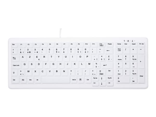 CHERRY AK-C7000, USB, Näppäimen saksikytkin, AZERTY, Valkoinen