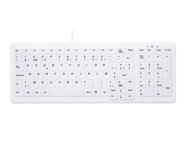 CHERRY AK-C7000, USB, Näppäimen saksikytkin, AZERTY, Valkoinen
