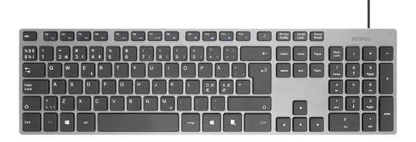 Wired Slim office keyboard, low-profile, aluminum, nordic