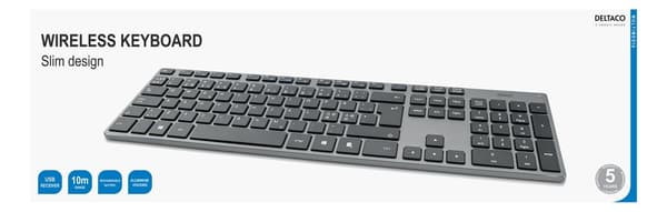 Wireless slim office keyboard 2.4 GHz USB receiver aluminium