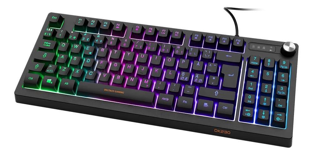 DELTACO GAMING DK230 TKL membrane gaming keyboard, RGB, black