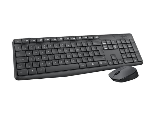 Logitech MK235 Wireless Keyboard and Mouse Combo, Täysikokoinen (100 %), Langaton, Langaton RF, Harmaa, Sisältää hiiren