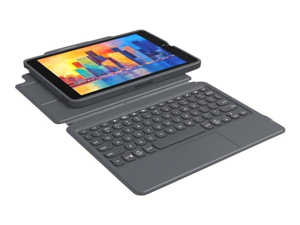 ZAGG Pro Keys with Trackpad - Tastatur og folioveske - bakgrunnsbelyst - Bluetooth - Nordisk - svart/grå tastatur, svart/grå boks - for Apple 10.2-in