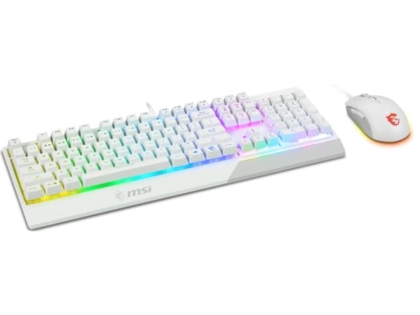 MSI VIGOR GK30 COMBO WHITE US, USB, Mekaaninen, QWERTY, RGB LED, Valkoinen, Sisältää hiiren