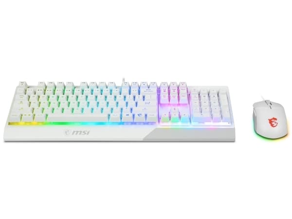 MSI VIGOR GK30 COMBO WHITE US, USB, Mekaaninen, QWERTY, RGB LED, Valkoinen, Sisältää hiiren