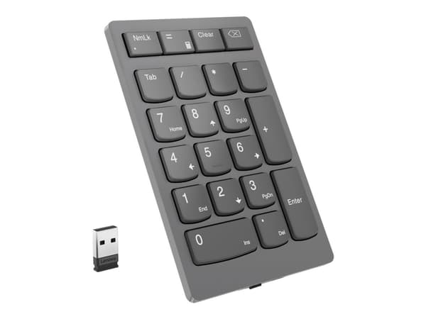 Lenovo Go Wireless Numeric Keypad - Tangentsats - trådlös - 2.4 GHz - tangentbrytare: Saxnyckel - åskmolnsgrå - detaljhandel Grå