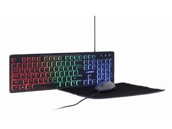 Gembird KBS-UML-01 - Tangentbord, mus och musmattskonfiguration - bakgrundsbelyst - USB - amerikansk - detaljhandel - färglåda