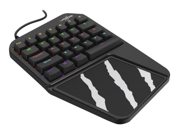 Hama uRage Exodus 410 One-Handed - Tangentbord - bakgrundsbelyst - USB - tangentbrytare: Outemu Blue - svart