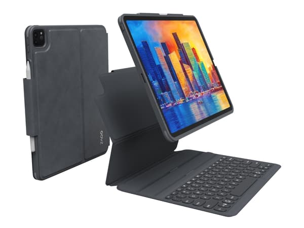 ZAGG Pro Keys - Tastatur og folioveske - bakgrunnsbelyst - Bluetooth - Nordisk - svart/grå tastatur, svart/grå boks - for Apple 11-inch iPad Pro (1.