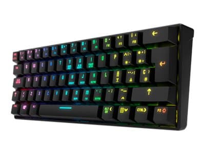 KROM Kluster - Tangentbord - bakgrundsbelyst - trådlös - USB, Bluetooth 5.0 - tangentbrytare: Outemu Red Svart