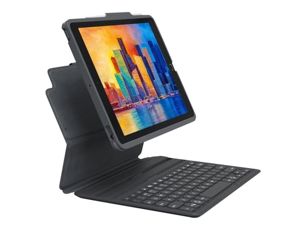 ZAGG Pro Keys - Tangentbord och foliefodral - bakgrundsbelyst - Bluetooth - QWERTY - brittisk - svart/grå tangentbord, svart/grå fodral - för Apple 1