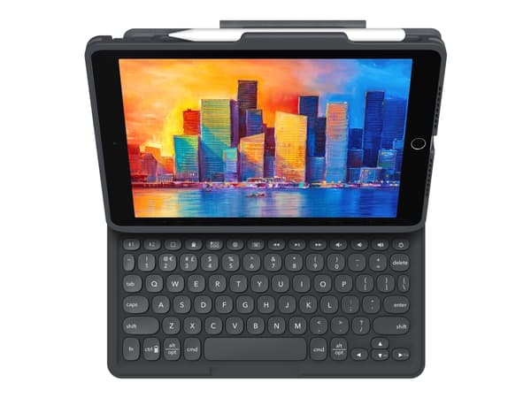 ZAGG Pro Keys - Tangentbord och foliefodral - bakgrundsbelyst - Bluetooth - QWERTY - brittisk - svart/grå tangentbord, svart/grå fodral - för Apple 1