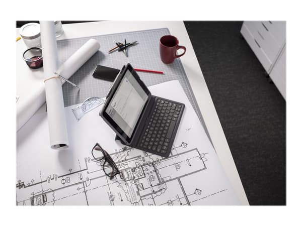 ZAGG Pro Keys - Tangentbord och foliefodral - bakgrundsbelyst - Bluetooth - QWERTY - brittisk - svart/grå tangentbord, svart/grå fodral - för Apple 1