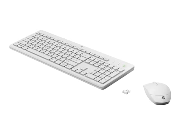 HP 230 - Tastatur- og mussett - trådløs - 2.4 GHz - Tysk - hvit - for HP 24; Laptop 14, 14s, 15, 15s, 17; Pavilion 24, 27; Pavilion Laptop 13, 14, 15