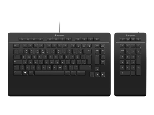 3Dconnexion Keyboard Pro with Numpad - Sett med tastatur og numerisk tastatur - USB - QWERTY - US International Sort