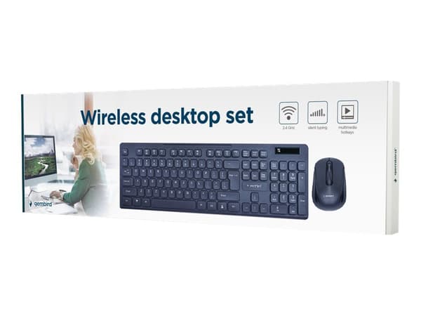 Gembird - Sats med tangentbord och mus - trådlös - 2.4 GHz - QWERTY - amerikansk - svart - färglåda Svart