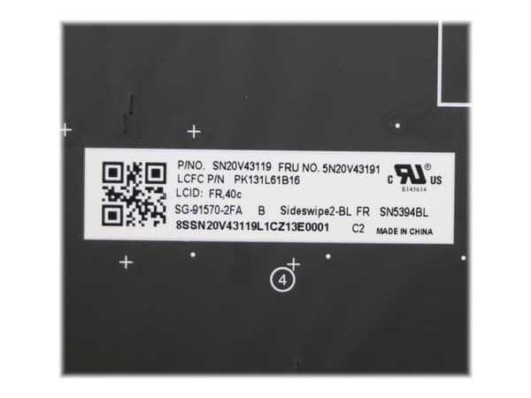 Lite-On - Ersättningstangentbord för bärbar dator - med Trackpoint - bakgrundsbelyst - AZERTY - fransk - FRU - för ThinkPad L13 Gen 2; L13 Yoga Gen 2
