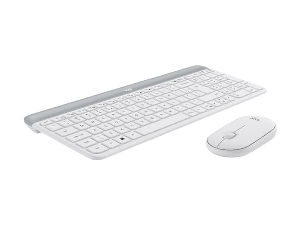 Logitech Slim Wireless Combo MK470 - Sats med tangentbord och mus - trådlös - 2.4 GHz - italiensk - offwhite