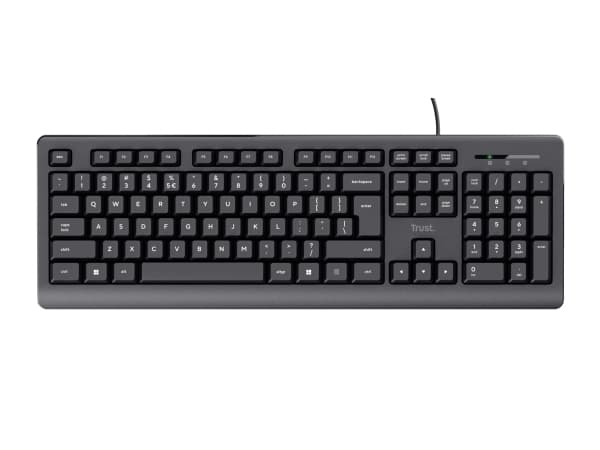 Trust Primo, Fullstor (100 %), Kabel, USB, Membrantangentbrytare, QWERTY, Svart