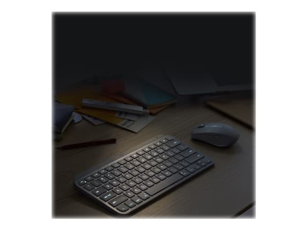 Logitech MX Keys Mini for Business, Mini, RF Wireless + Bluetooth, Näppäimen saksikytkin, QWERTY, LED, Grafiitti