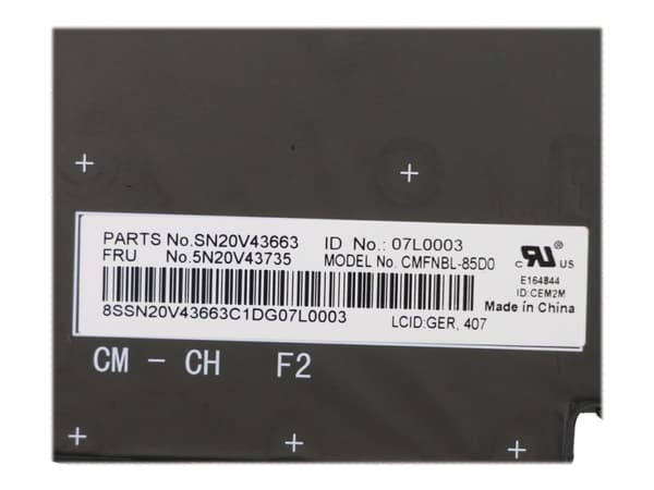 Chicony - Ersättningstangentbord för bärbar dator - tysk - svart - för ThinkPad P14s Gen 1 20S4, 20S5; T14 Gen 1 20UD, 20UE
